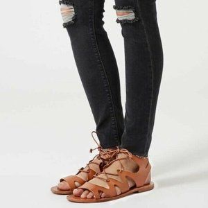 TOPSHOP Leather ‘Fig’ Lace Up Gladiator Sandals 9